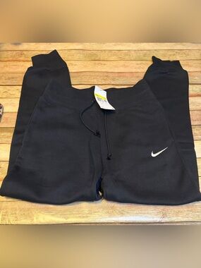 Nike Black Jogger Sweatpants with White Swoosh